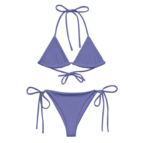 Periwinkle Recycled String Bikini Two Piece Swimsuit Resort Wear Boho Swimwear Bathing Suit