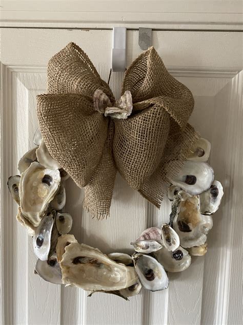 Oyster Shell Wreath Shell Wreath Seashell Art Burlap Wreath