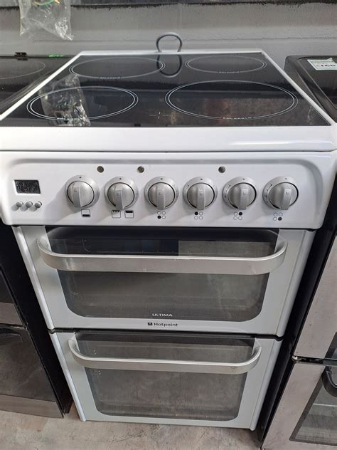 Hotpoint Hue P Cm Electric Cooker Twin Cavity Double Oven Ceramic