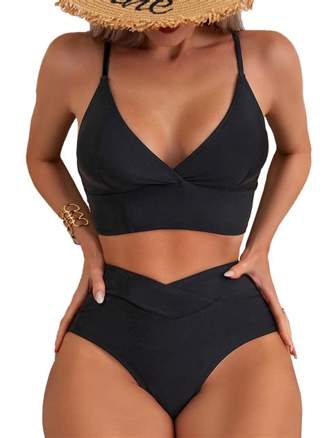 Memashore High Waisted Bikini Sets For Women Tummy Control Swimsuits High Cut Longline Sexy