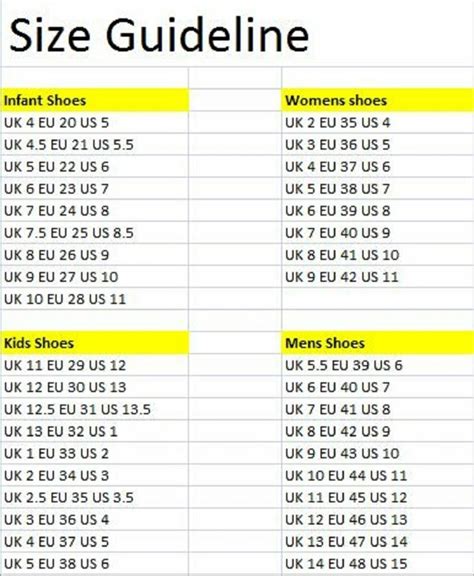 Womens Shoe Sizes Conversion Charts Faq