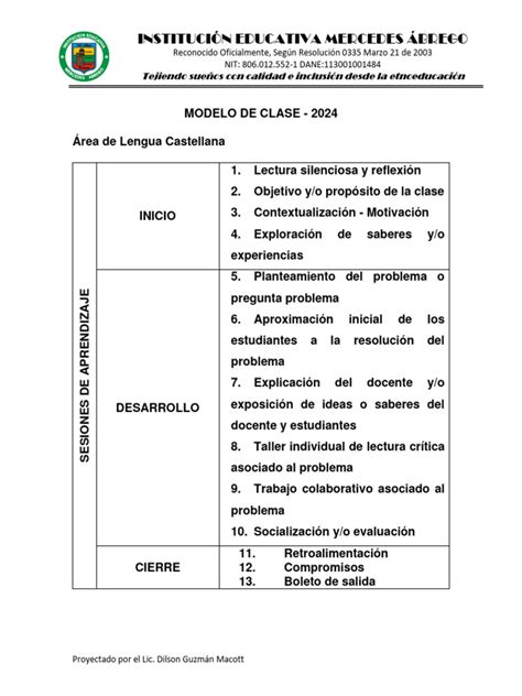 Modelo De Clase Pdf
