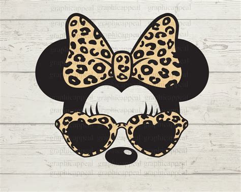 Minnie With Leopard Heart Sunglasses Svg Leopard Print Etsy Mickey