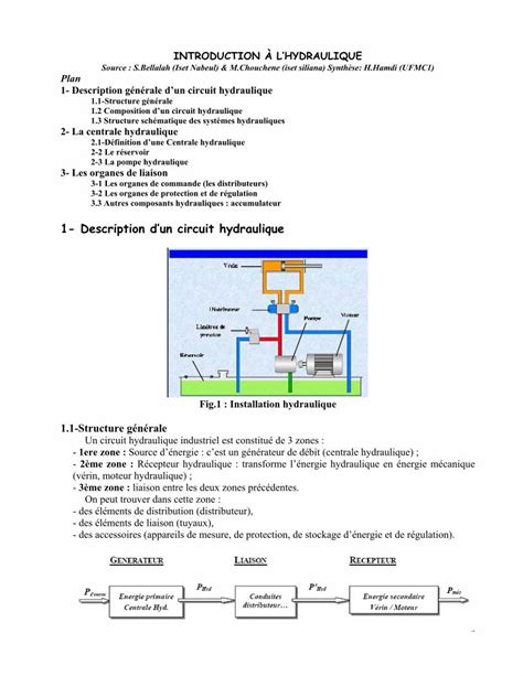 PDF 1 Description Dun Circuit Hydraulique DOKUMEN TIPS