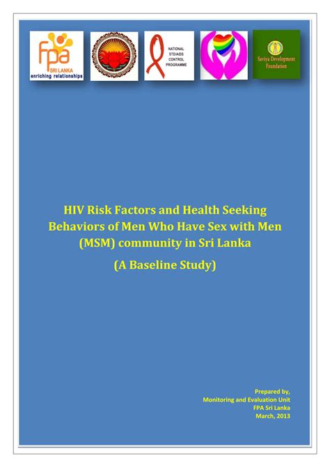 PDF HIV Risk Factors And Health Seeking Behaviors Of Men Who Have Sex With Men MSM Community