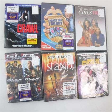 Assortment Of Movies The Stand Crawl Blueray Dvd Digital The Naked Gun Movie Trilogy