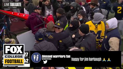 Jim Harbaugh Michigan Fans Celebrate On Field After Beating Ohio State