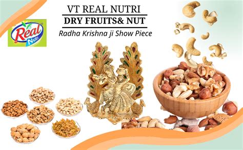 VT REAL NUTRI Dry Fruits Nut Radha Krishna Ji Show Piece Square Gift