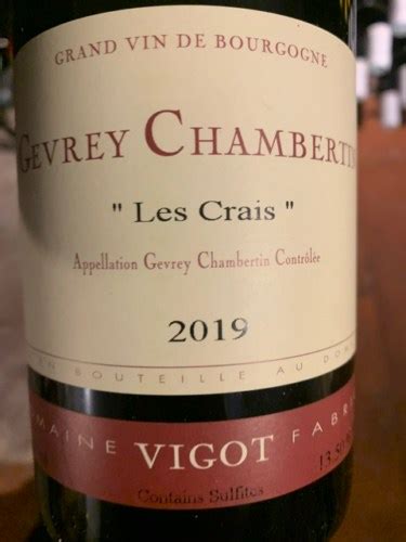 2018 Domaine Vigot Fabrice Gevrey Chambertin Les Crais Vivino US