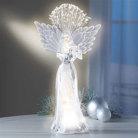 Elegant Fiber Optic Angel With Harp Tabletop Figurine Collections Etc