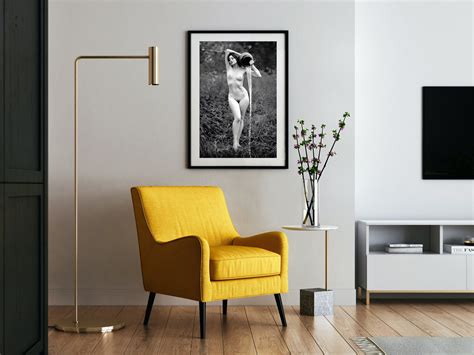 Naked Woman In Bath Print Black And White Vintage Nude Photography Girls Bathroom Decor