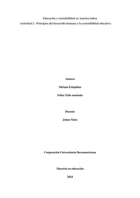 Pdf Educaci N Y Sostenibilidad En Am Rica Latina Actividad Principios Del Desarrollo Humano