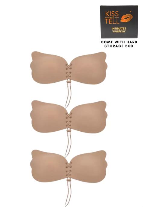 Kiss Tell Pack Amara Butterfly Push Up Nubra In Nude Seamless Invisible Reusable