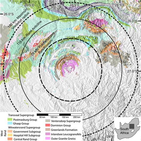 Geological Map Of The Vredefort Impact Structure Overlain On A Digital