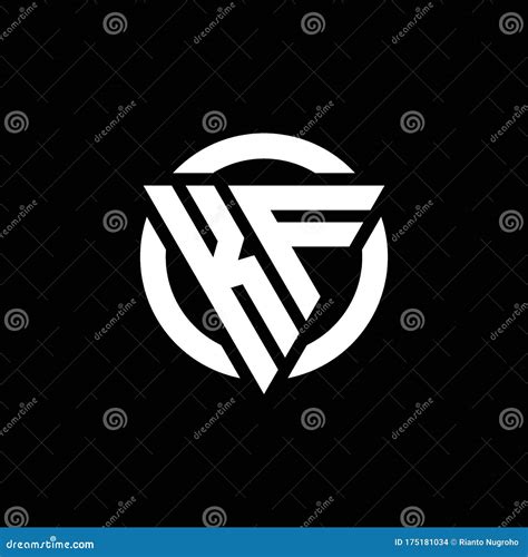 Kf Logo With Triangle Shape And Circle Rounded Design Template Stock