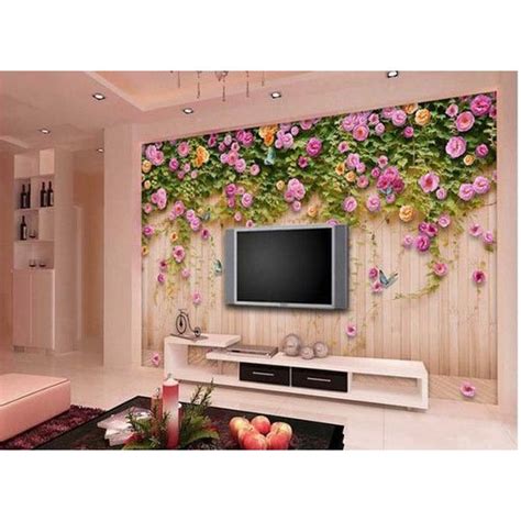 Floral Print PVC 3D Living Room Wallpaper Packaging Type Roll Size