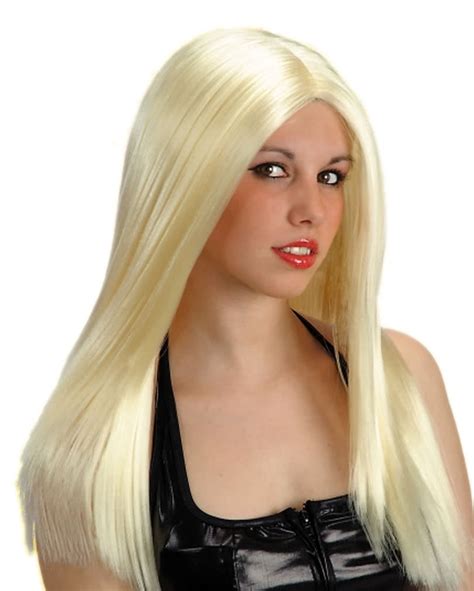 Langhaar Perücke blond gescheitelt Blonde Karnevalsperücke mit Scheitel Horror Shop