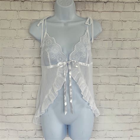 Victorias Secret Sheer Lace Lingerie White Top Size Gem