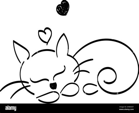 Cat Line Art Design For Print Or Use As Poster Card Flyer Tattoo Or