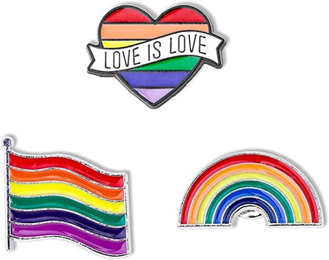 Pcs Gay Lesbian Pride Brooch Pins Lgbt Rainbow Flag Enamel Pins For Backpacks Clothing