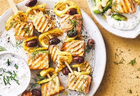 Lachs Zitronen Spie E Mit Bohnen Gurken Salat Frisch Gekocht