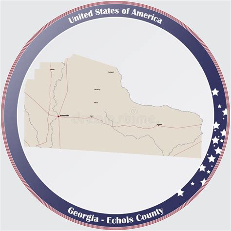 Map of Echols County in Georgia Stock Vector - Illustration of road ...