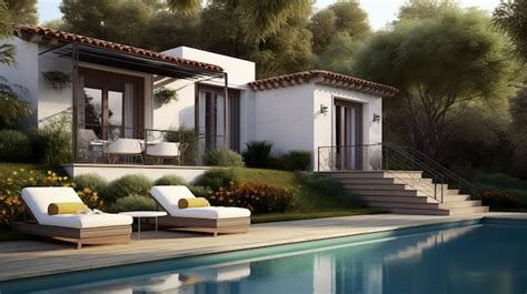 Premium Photo | A house with a pool and a pool with a pool