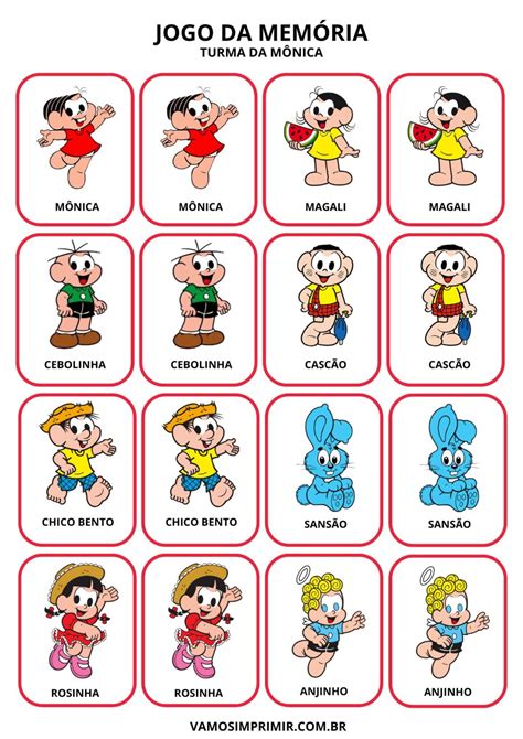 Jogo Da Memória Para Imprimir Turma Da Mônica