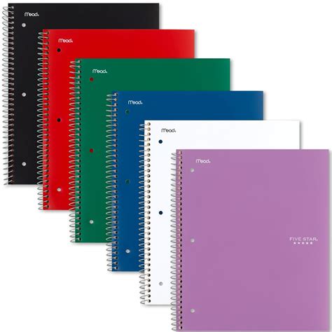 6/Pack Bundle Five Star 1-Subject Notebooks, 8.5" x 11", College Ruled