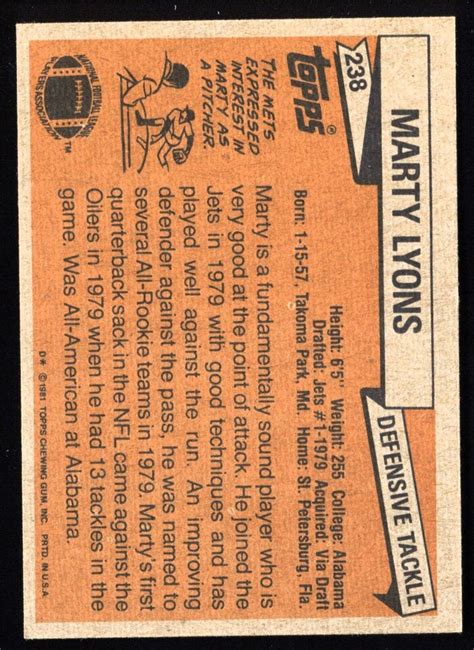 1981 Topps Set Break 238 Marty Lyons SUPER CLEAN EBay