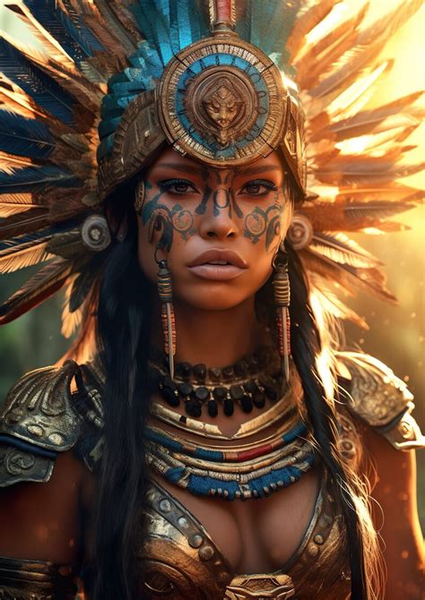 Pack Wall Art Aztec Empire Aztecs Warrior Ai Art Print Portrait