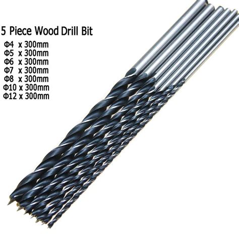 Pieces Mm Extra Long Twist Brad Point Wood Drill Bit Set