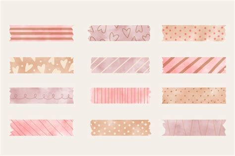 Free Vector Cute Hand Drawn Washi Tape Collection In Pastel Color