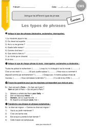 Types De Phrases Eme Primaire Exercice Valuation R Vision Le On