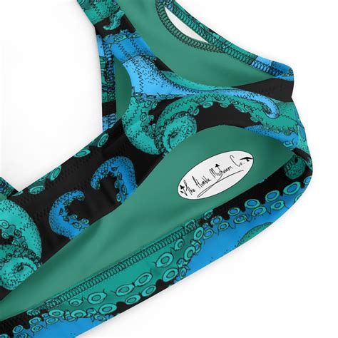Teal Octopus Tangled Tentacles Recycled Swimsuit Bikini Top Etsy