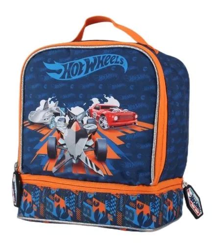 Lancheira Escolar Infantil Hot Wheels Fechadura Dupla Cor Azul Mercadolivre