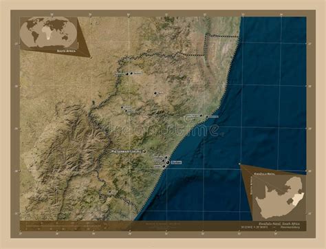 Kwazulu Natal South Africa Low Res Satellite Labelled Points Stock