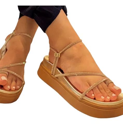 Papete Feminina Linete Nude Dourada Parcelamento Sem Juros