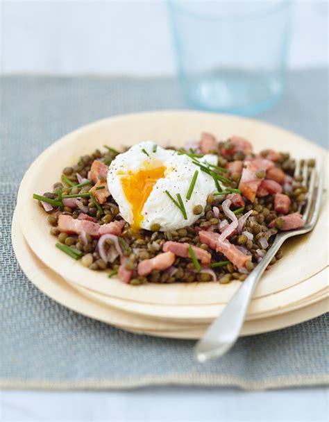 Recette lentilles tièdes aux œufs pochés Marie Claire