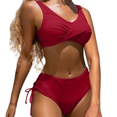 Admvng Womens Bathing Suits Swimsuit Fashion Split Solid Sexy Bikini