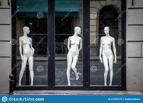 Selective Blur On Plastic White Bare Fashion Dummies Naked Mannequins