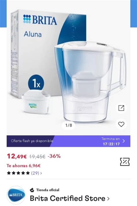 Pack Jarra De Agua Con Filtro Brita Aluna L Con Filtro Blanco Por