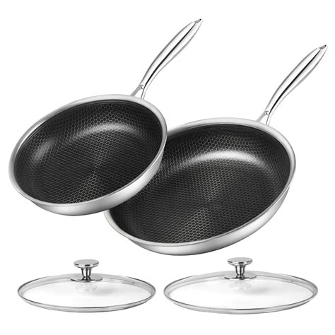 Stainless Steel Frying Pan Set 10 And 12 Frying Pan Skillet Set W
