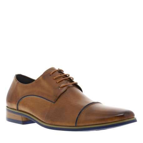 Derbies En Cuir Marron Avec Des Lacets Ronds Et Un Talon Plat KDOPA