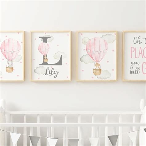 Hot Air Balloon Nursery Prints Gender Neutral Nursery Wall Etsy