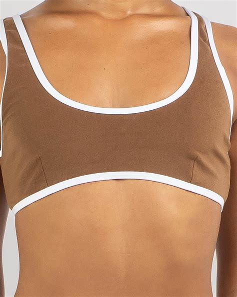 Shop Rhythm Terry Surf Crop Bikini Top In Chocolate Fast Shipping Easy Returns City Beach
