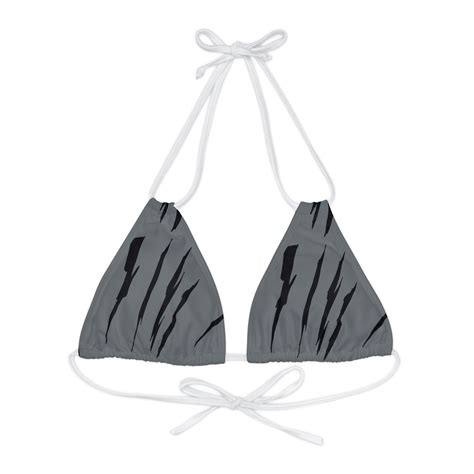 Effete Feline Claw Marks Scratch Strappy Triangle Bikini Top AOP Walmart