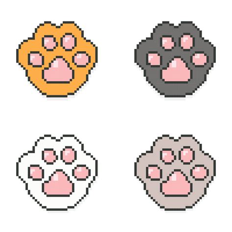 Cat paw pixel art, 8 bit pixel art footprint paws vector 26562415 ...