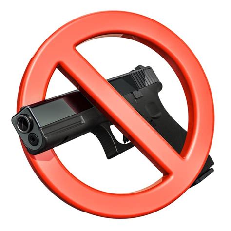 premium photo gun pistol  forbidden sign  rendering