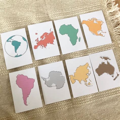 7 Continent Pin Poking Set Etsy